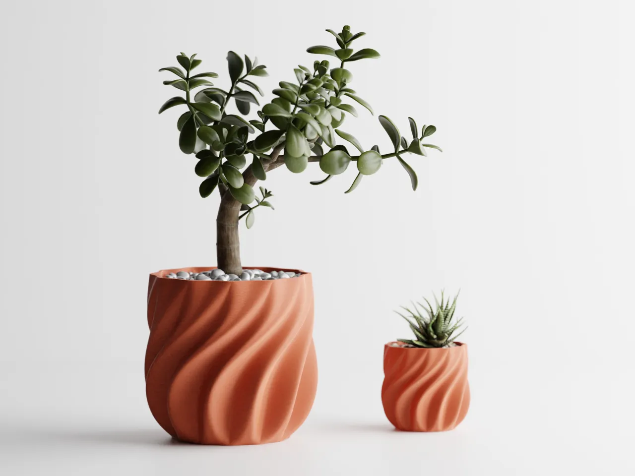 Plant Pot smooth ribs curved view 2
