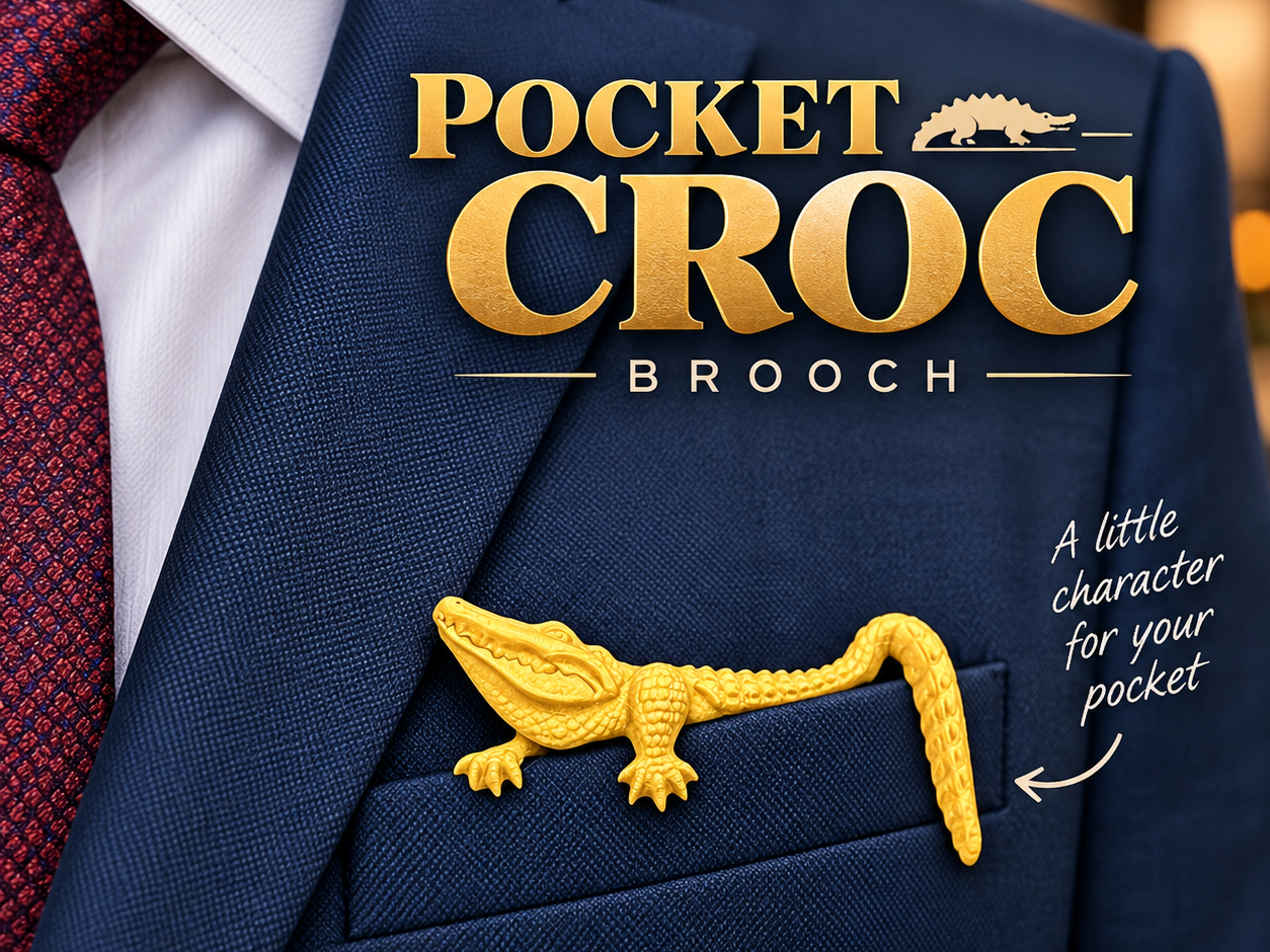 Pocket Croc, Alligator Suit Pocket Brooch Lapel - 3D printed Clothes, in stock in India