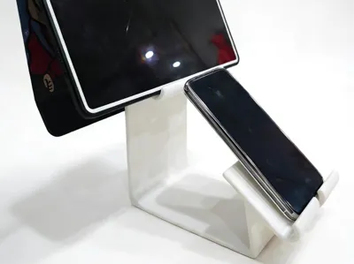 Two-in-one Dual Phone and Tablet Stand (available in models with and without storage) Versatile Desktop Stand for Binge-watching Office Live Streaming and Dual Device Setup