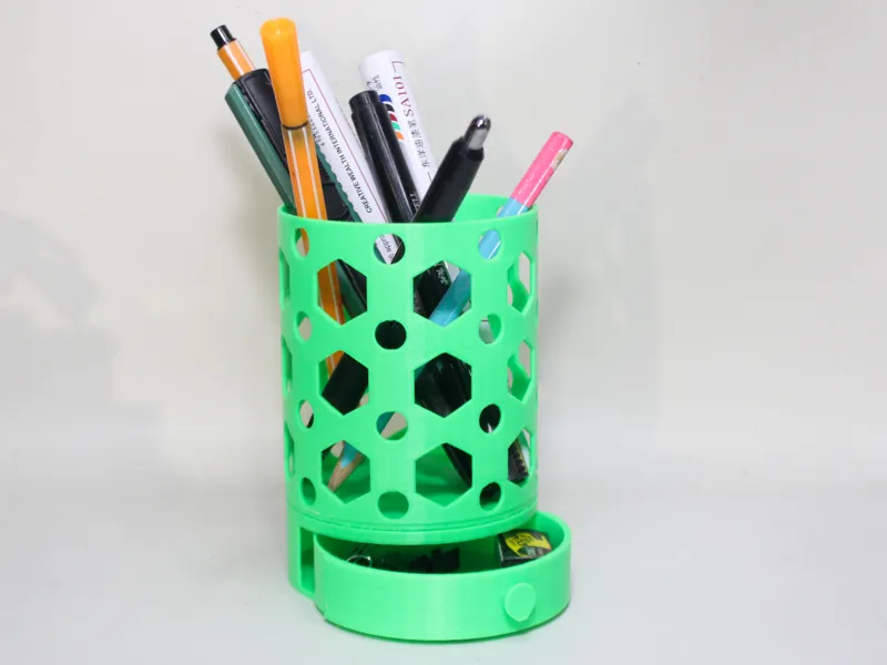 Pen Pencil Holder with Hidden Drawer Organizer