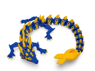 Articulated Cancer Awareness Dragon Print for Hope