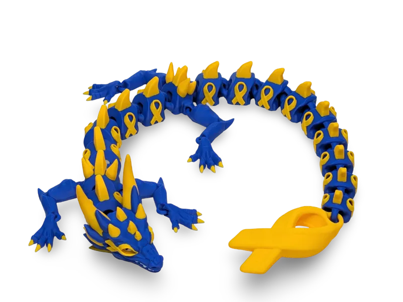 Articulated Cancer Awareness Dragon Print for Hope