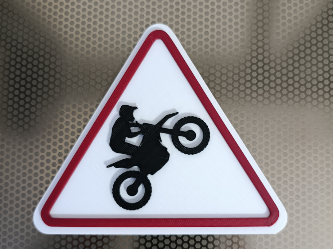 Panneau 3D Attention Moto Cross