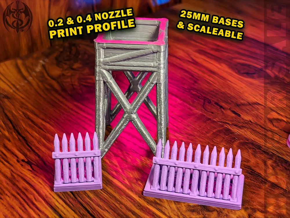 Designing Support Less Miniatures Supportless Medieval Camp - 9 pieces ink Tower. - Free 3D Print Model ...