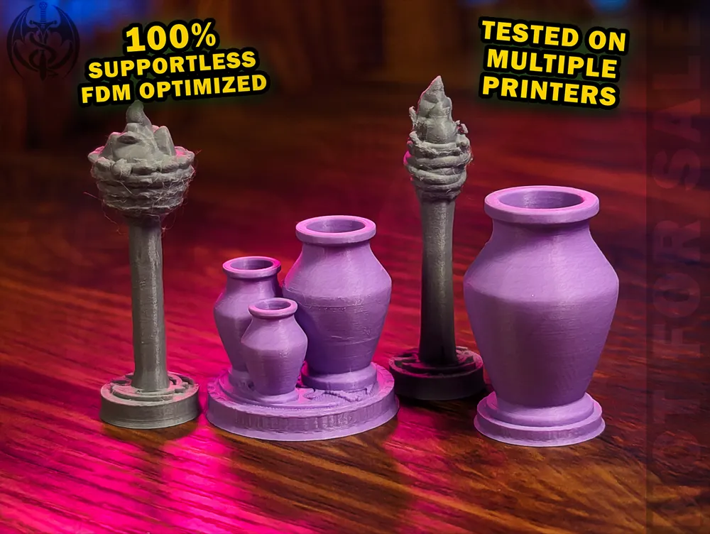 Designing Support Less Miniatures Supportless Medieval Camp - 9 pieces ink Tower. - Free 3D Print Model ...