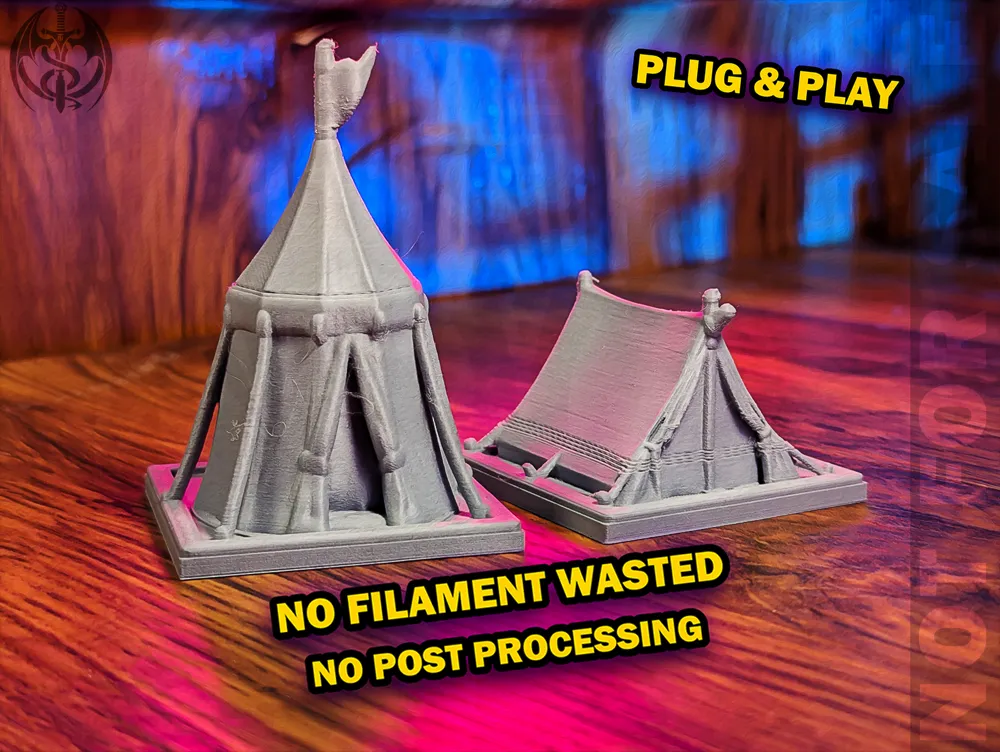Designing Support Less Miniatures Supportless Medieval Camp - 9 pieces ink Tower. - Free 3D Print Model ...