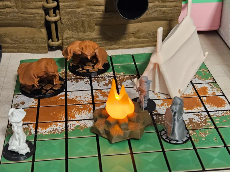 Campsite & Fire (D&D Terrain) – Nomad Sculpt