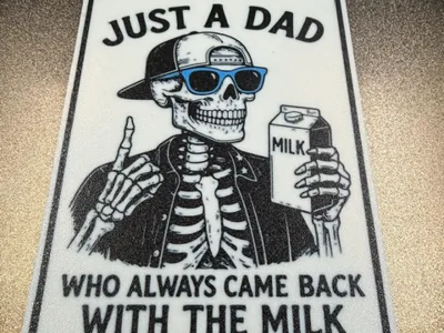 Skeleton Just a Dad funny sign