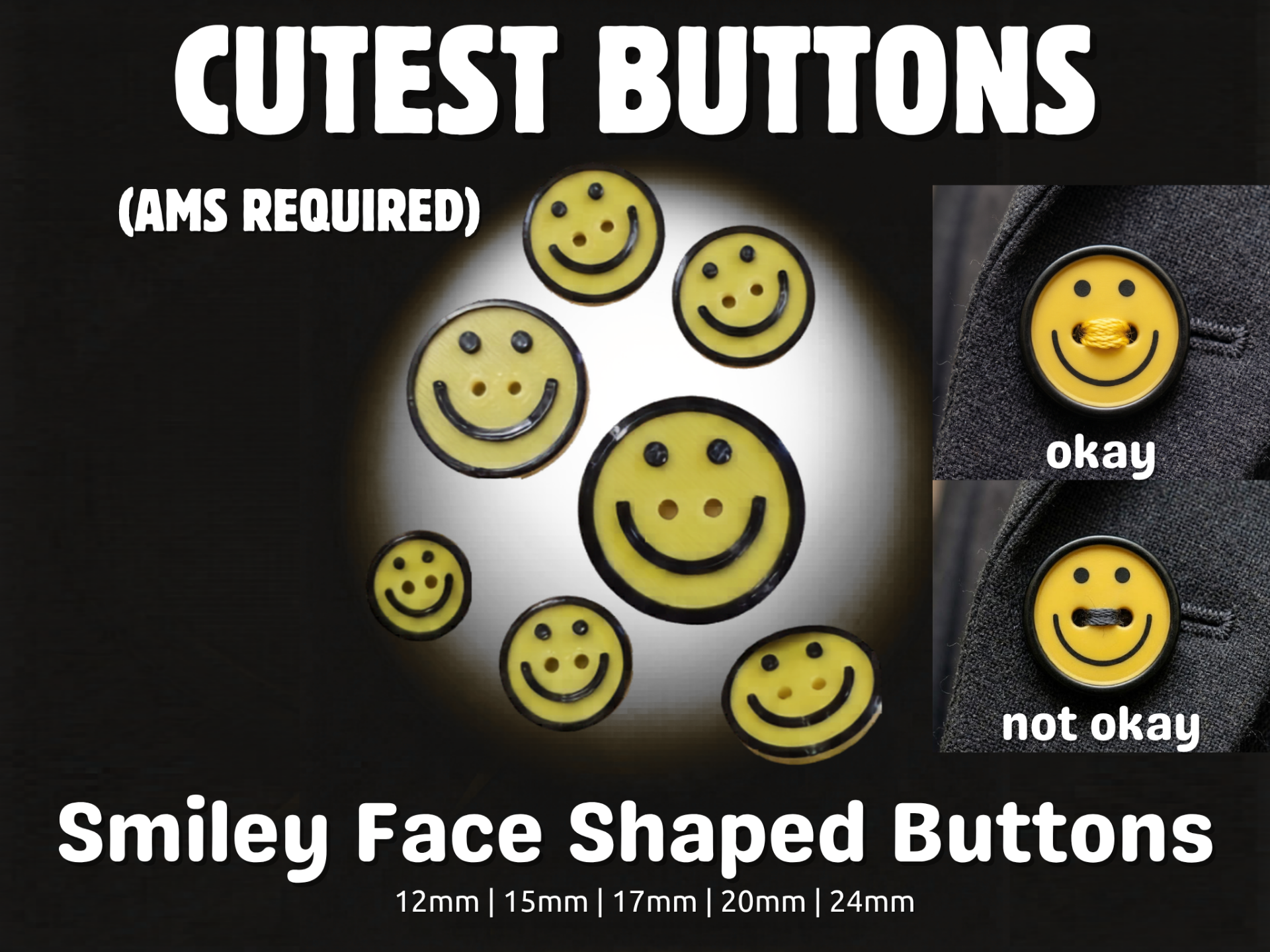 Smiley face shaped buttons