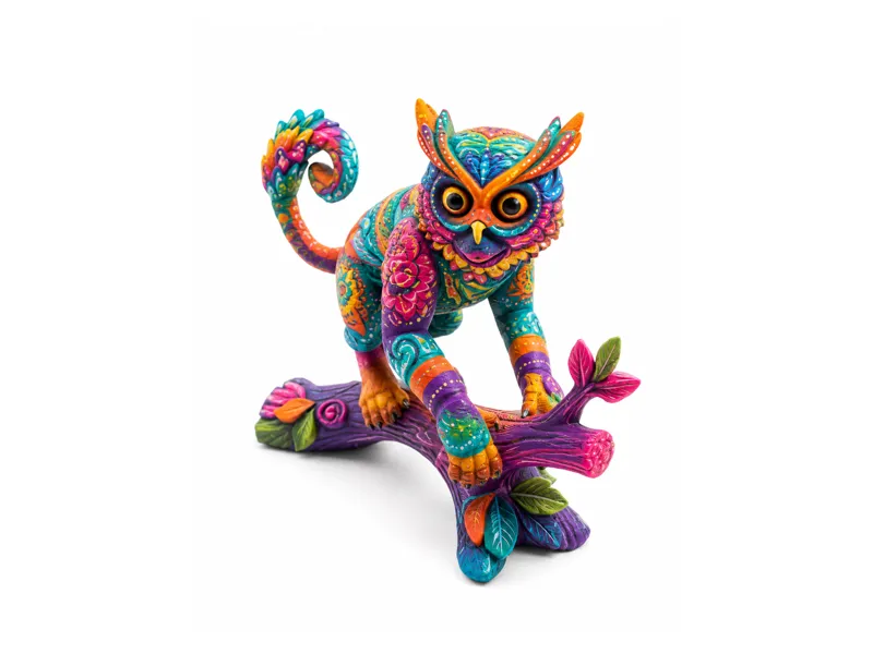 Alebrije Monkey Owl Fantasy Figurine