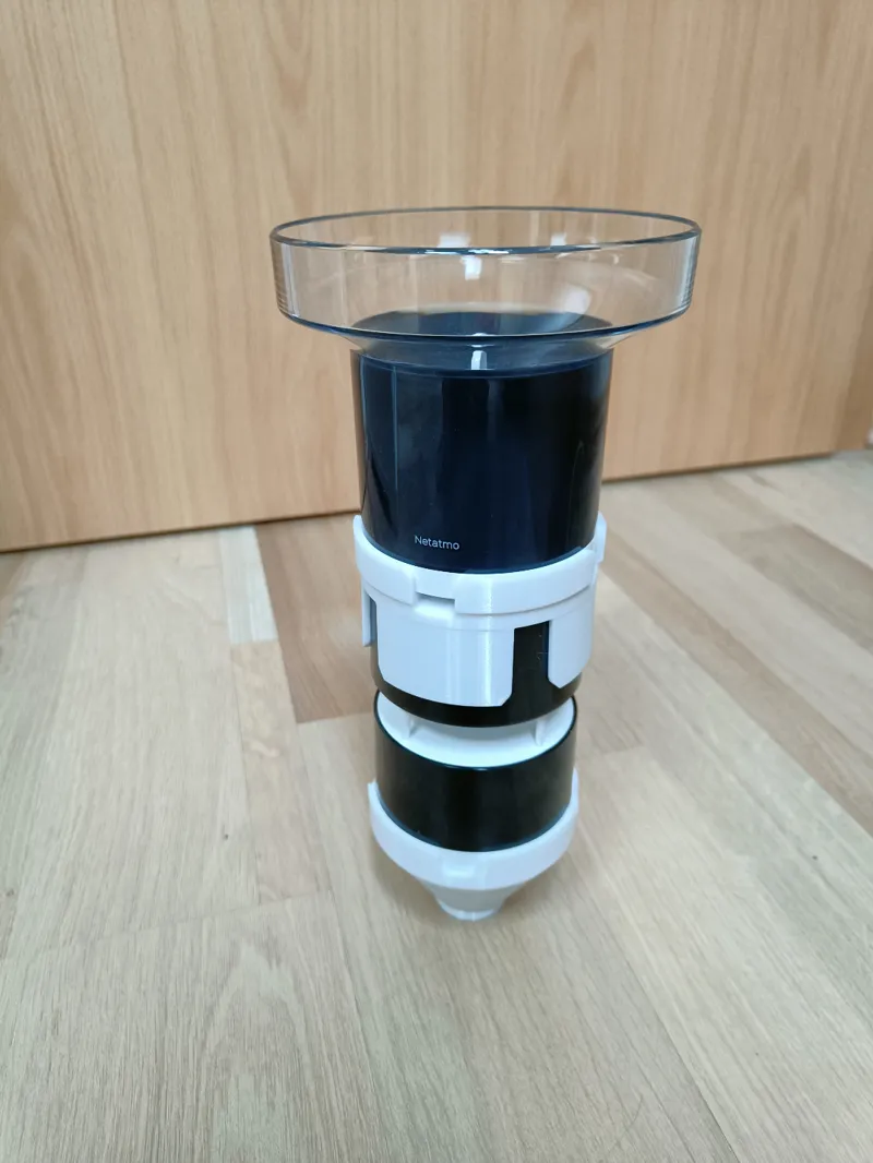 Holder for Netatmo rain gauge (stacking on top of wind gauge)