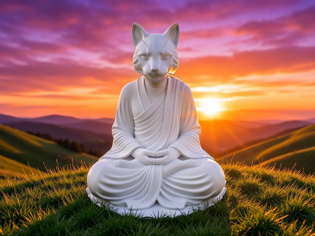 Cat Buddha Statue- Zen Decor & Gift for Cat Lovers