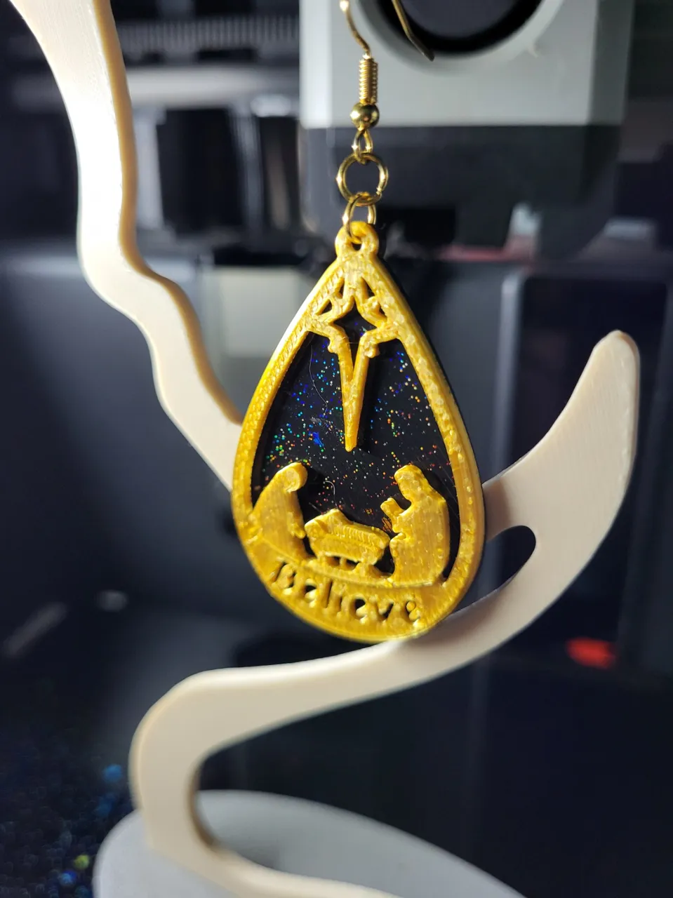 Nativity christmas earrings view 3