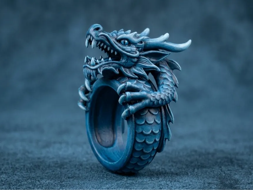 Modelo para impresión 3D: 龙头利爪戒指，通用内径尺寸. Referencia del modelo original.