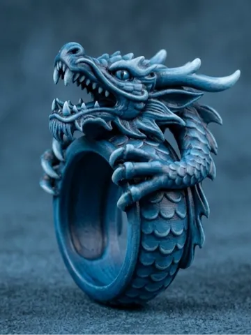 Modelo para impresión 3D: 龙头利爪戒指,通用内径尺寸 — vista de referencia 2