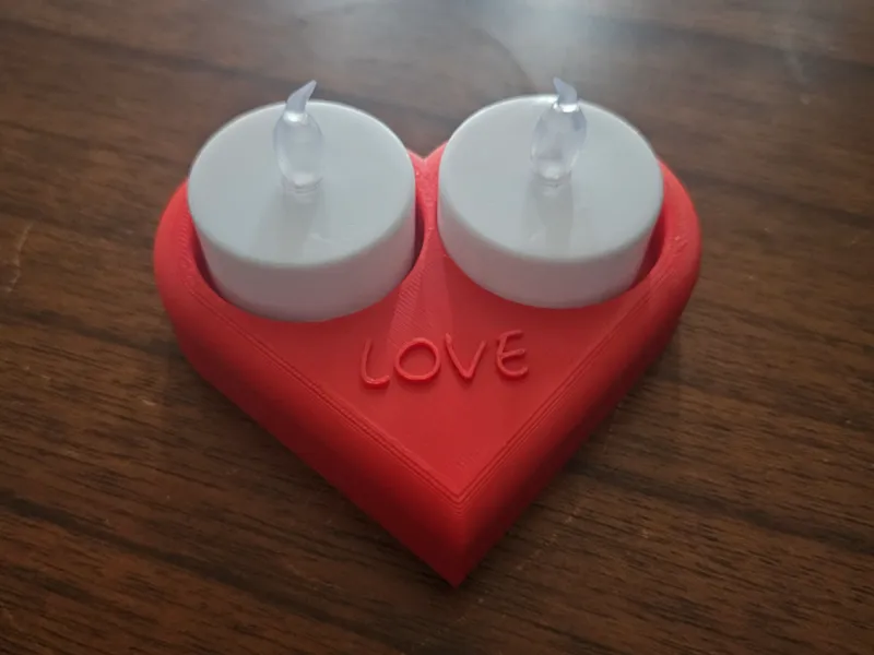 twin tea light heart
