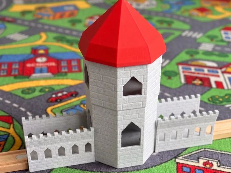 Burgturm für Holzeisenbahn Brio, Hape, Lilabo...