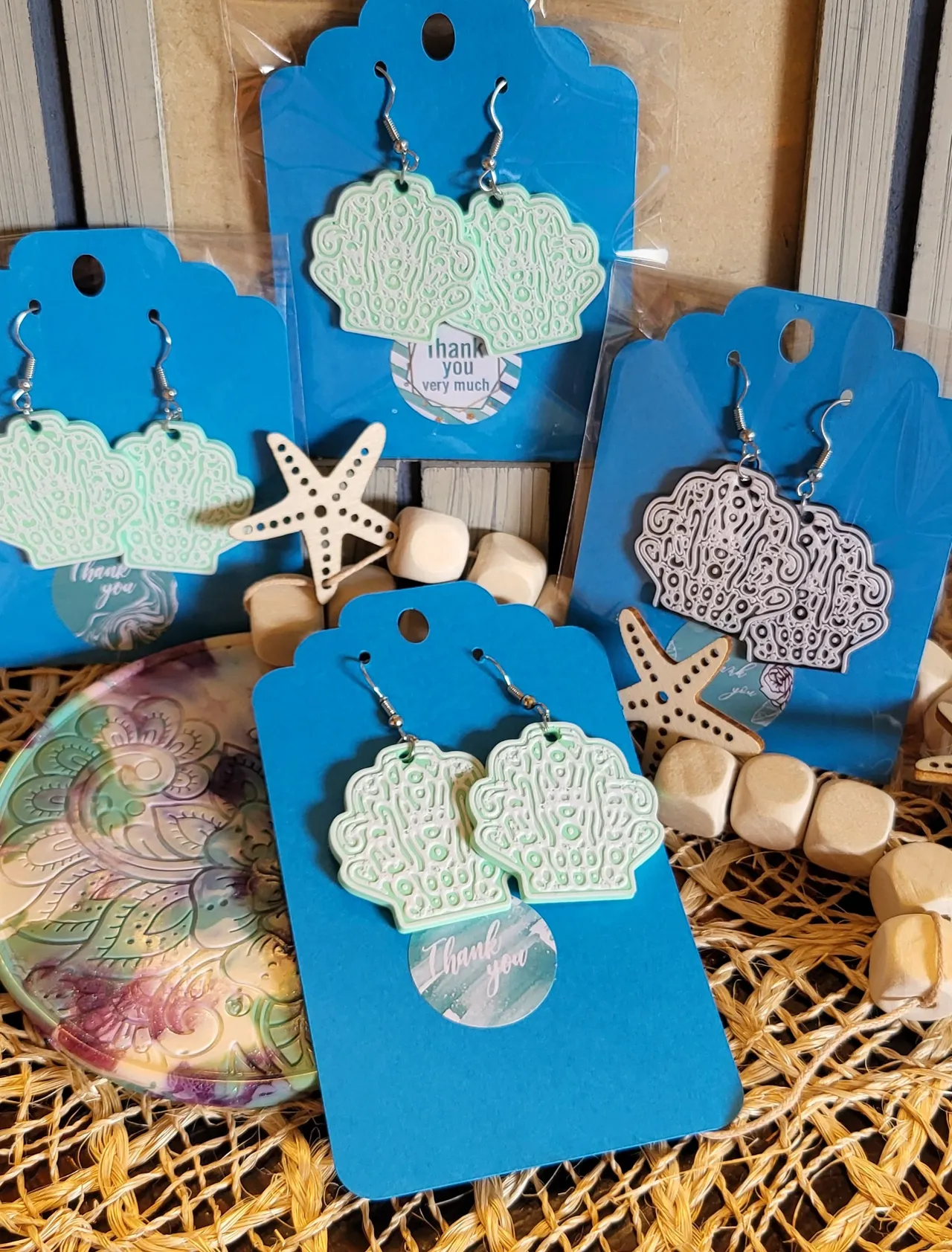 Seashell Dangle Earrings view 3