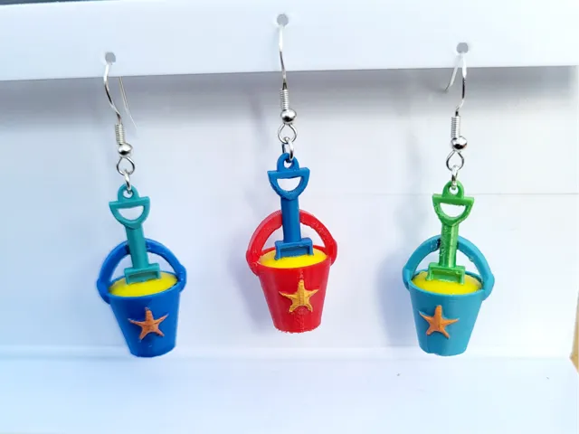 summer beach bucket and spade earrings