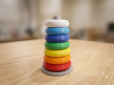 Rainbow Stacking Rings Toy / Fun Gradient Rainbow Stacking Rings