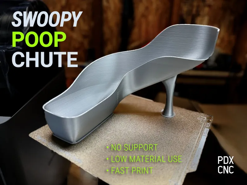 Swoopy Poop Chute for X1, P1P, P1S Filament Purge