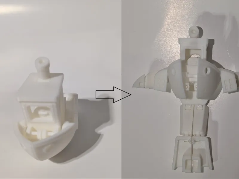 3D Robot Benchy Transformer - Print in Place