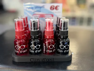 Counter display for 12 sprays + sign holder