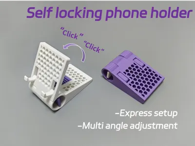 Self locking phone holder 
