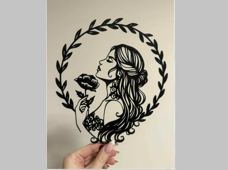 Elegant Lady Silhouette with Rose