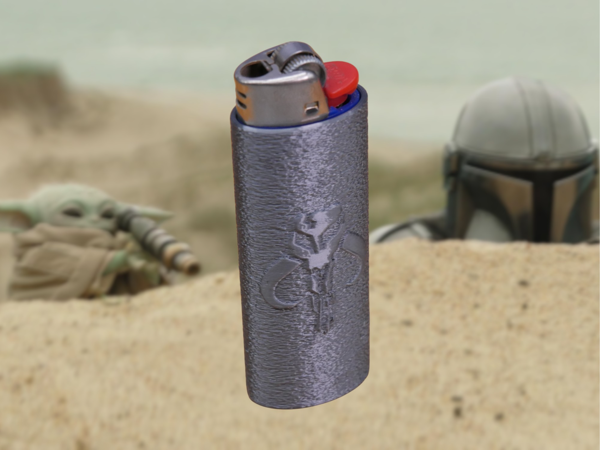 Mandalorian Crest Grip Click Bic Lighter Sleeve