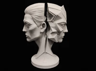 Two Humanoid Faces – Fractured Identity