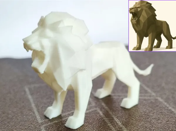 Lion rugissant low poly
