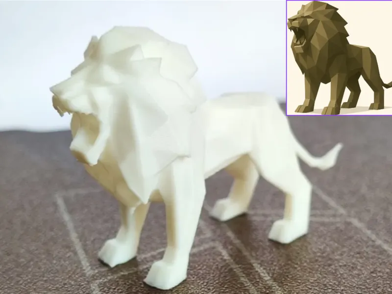 Low poly roaring lion