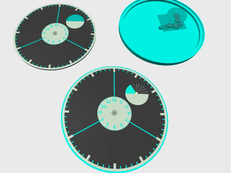 Geared  Functioning MoonPhase Clock (31 mm shaft)
