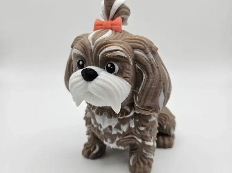 Cute Multicolor Shih Tzu Figurine - AMS Ready.