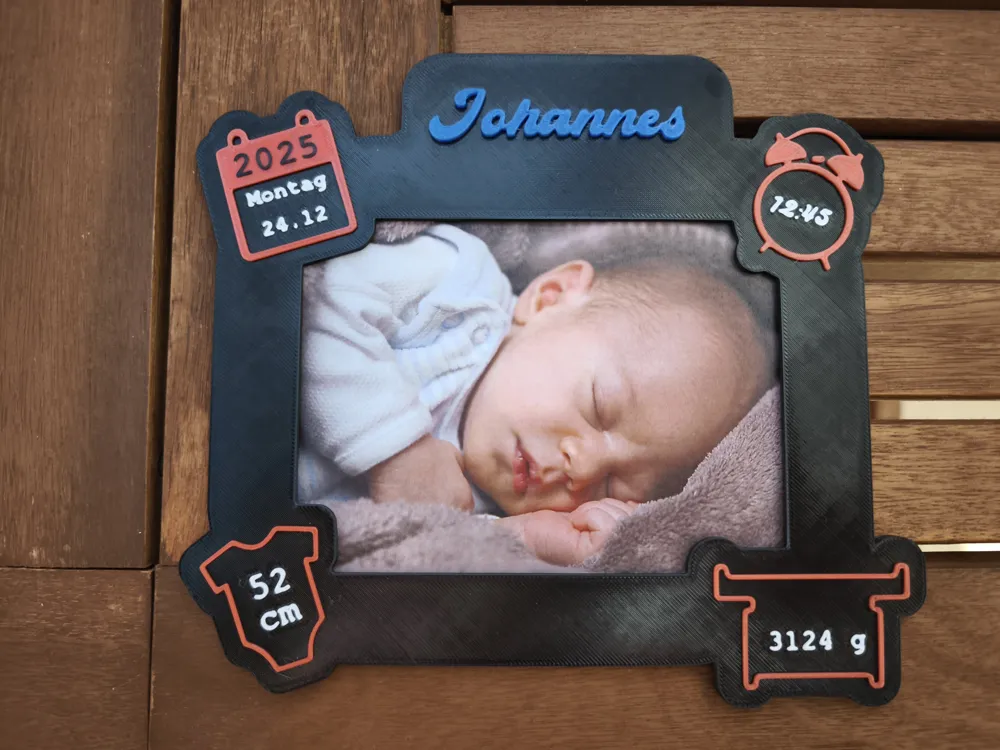 Birth gift (birth sign) with photo - Free 3D Print Model - MakerWorld