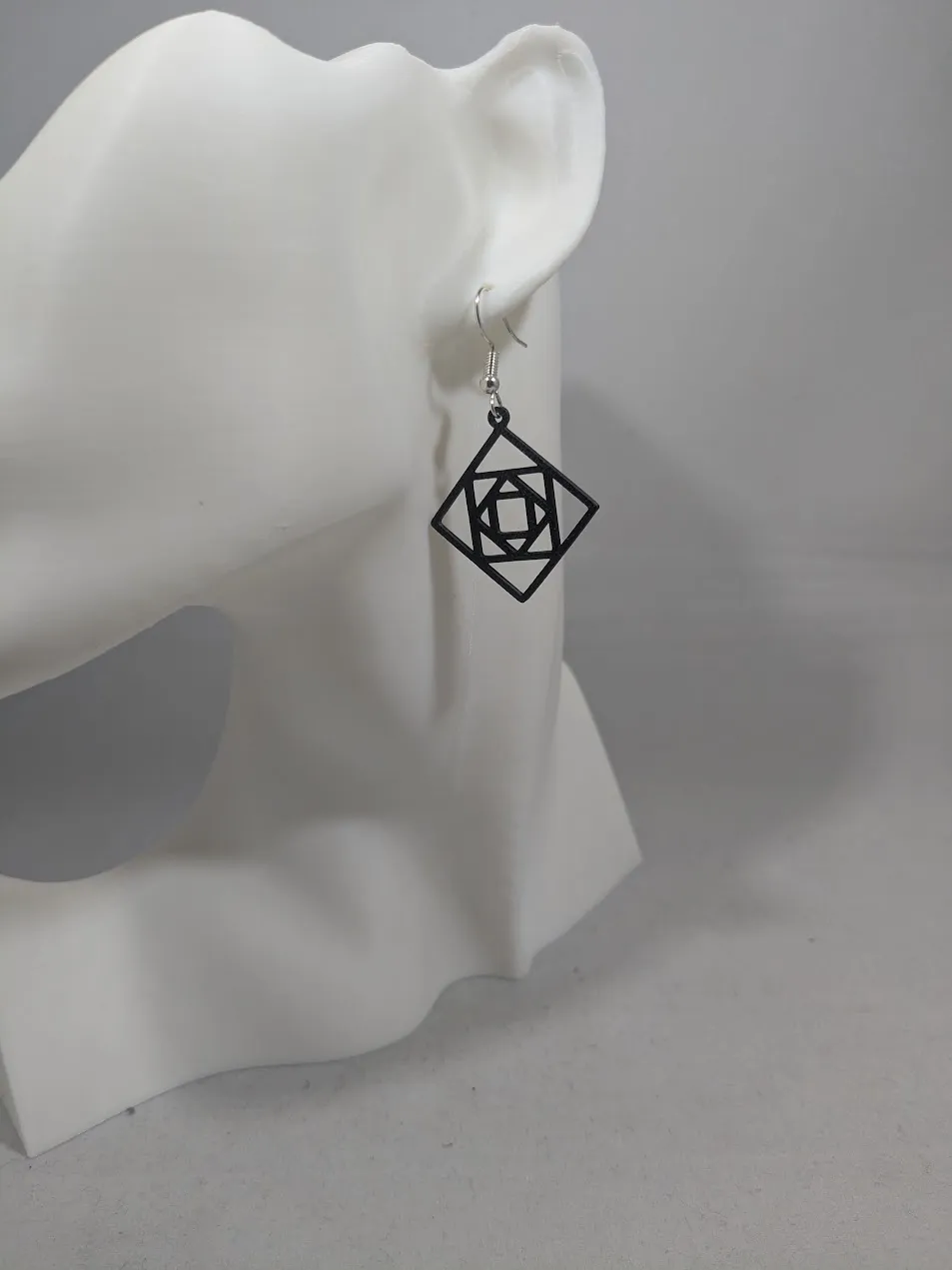 Abstract earrings - quadruple squares view 3