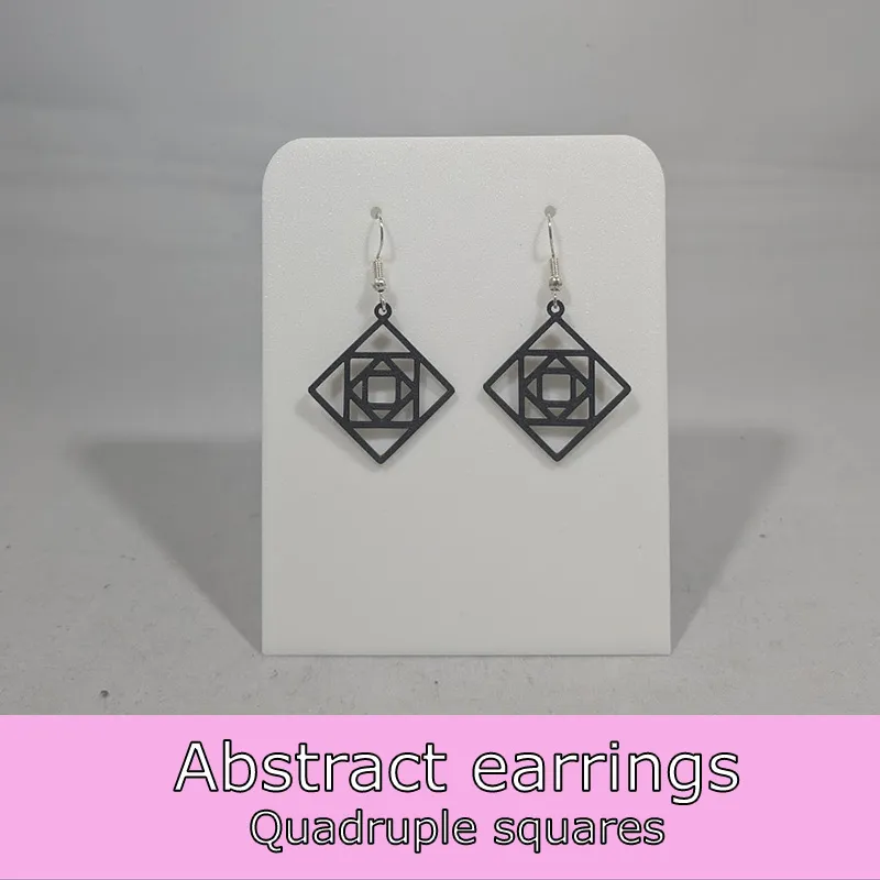 Abstract earrings - quadruple squares view 2