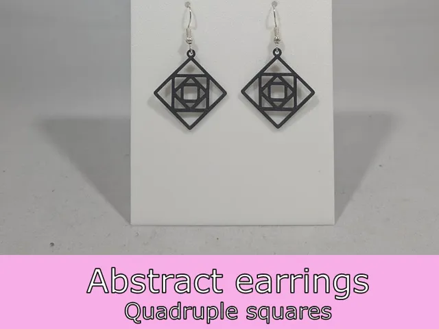 Abstract earrings - quadruple squares
