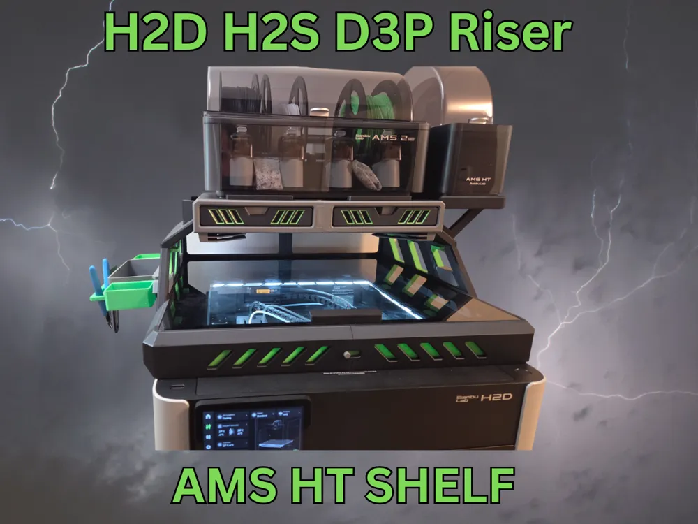 AMS HT EXTENSION SHELF FOR H2D H2S H2C D3P RISER - Free 3D Print Model ...