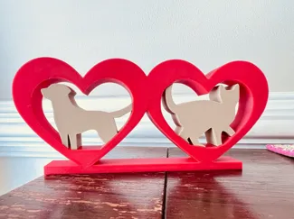 Hearts with Dog and Cat