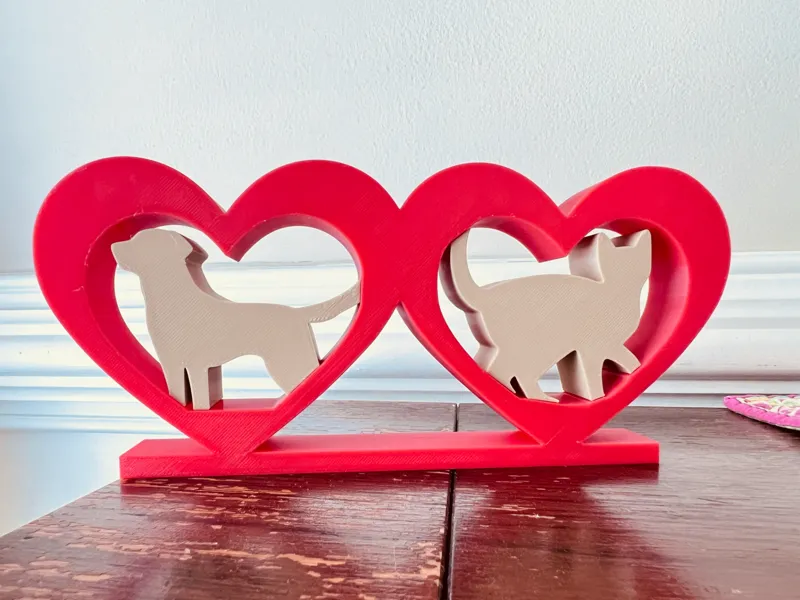 Hearts with Dog and Cat