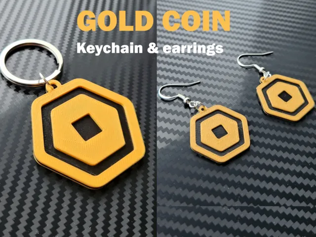 Gold coin Keychain and Earrings