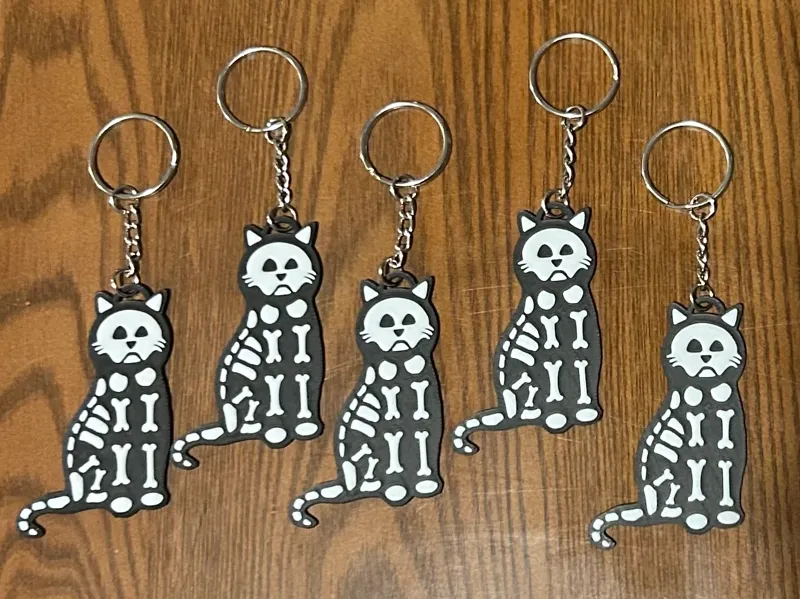 Skeleton Cat Keychain