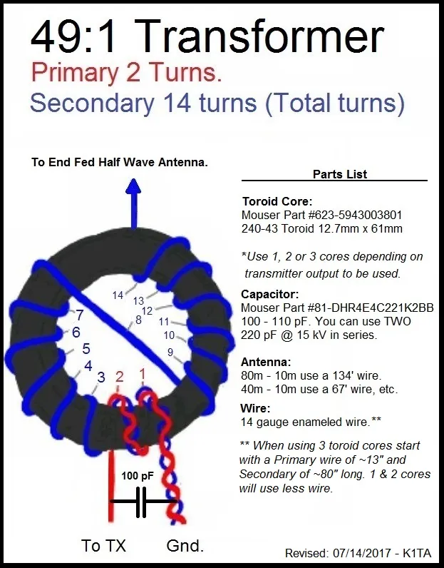 Antenna Portatile End Fed 49:1 A Mezza Onda 5-35 MHz – No Tune, SWR ≤1,2 Per Onde Corte (80m-10m)