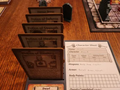 HeroQuest Potion Cards with Counters