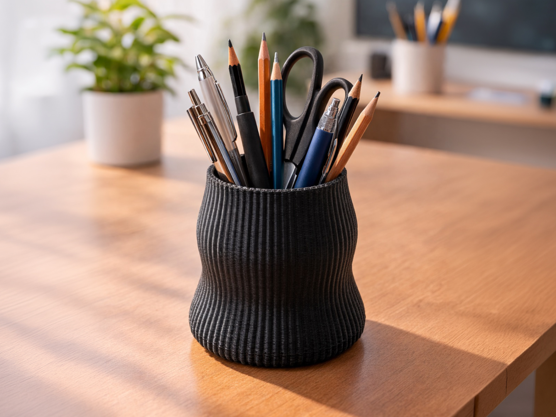 Wavy Desk Pen Holder – Modern 3D Printed Organizer