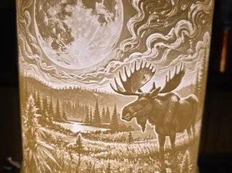 Moonlit Moose and Cannabis Design Table Lampshade