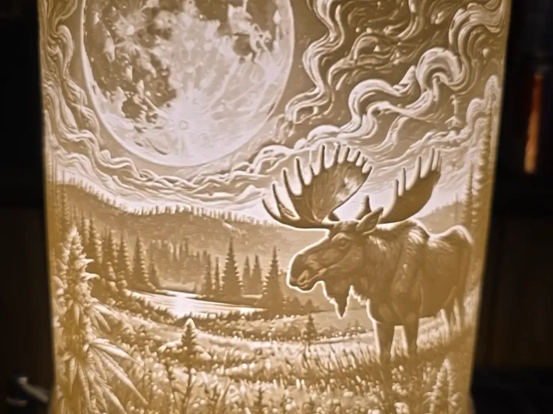 Moonlit Moose and Cannabis Design Table Lampshade