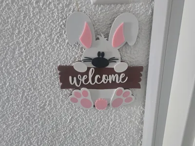 Cute Easter Door Sign „Welcome Bunny“